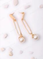 Pin Shape Single Pearl Earring-1